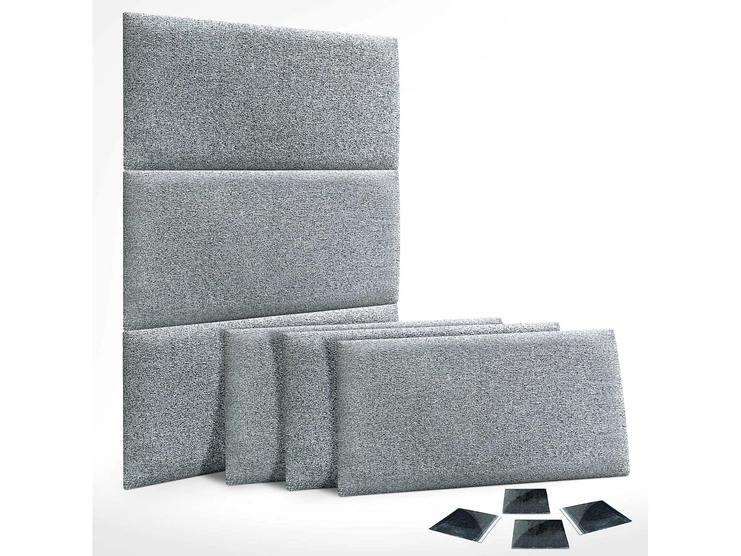 DHOME Set aus 6 Selbstklebende, gepolsterte Stoffpaneele für Wand, schallabsorbierend, stoßfest, Kopfteil (Perlgrau, 50x30cm, x6)