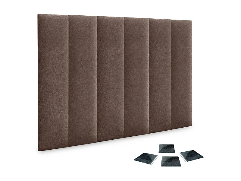 DHOME Lot de 6 Panneaux Rembourrés en Tissu Aqualine Autocollants pour Mur Acoustiques Absorbants Protection contre (Marron chocolat, 60x20cm,x6)