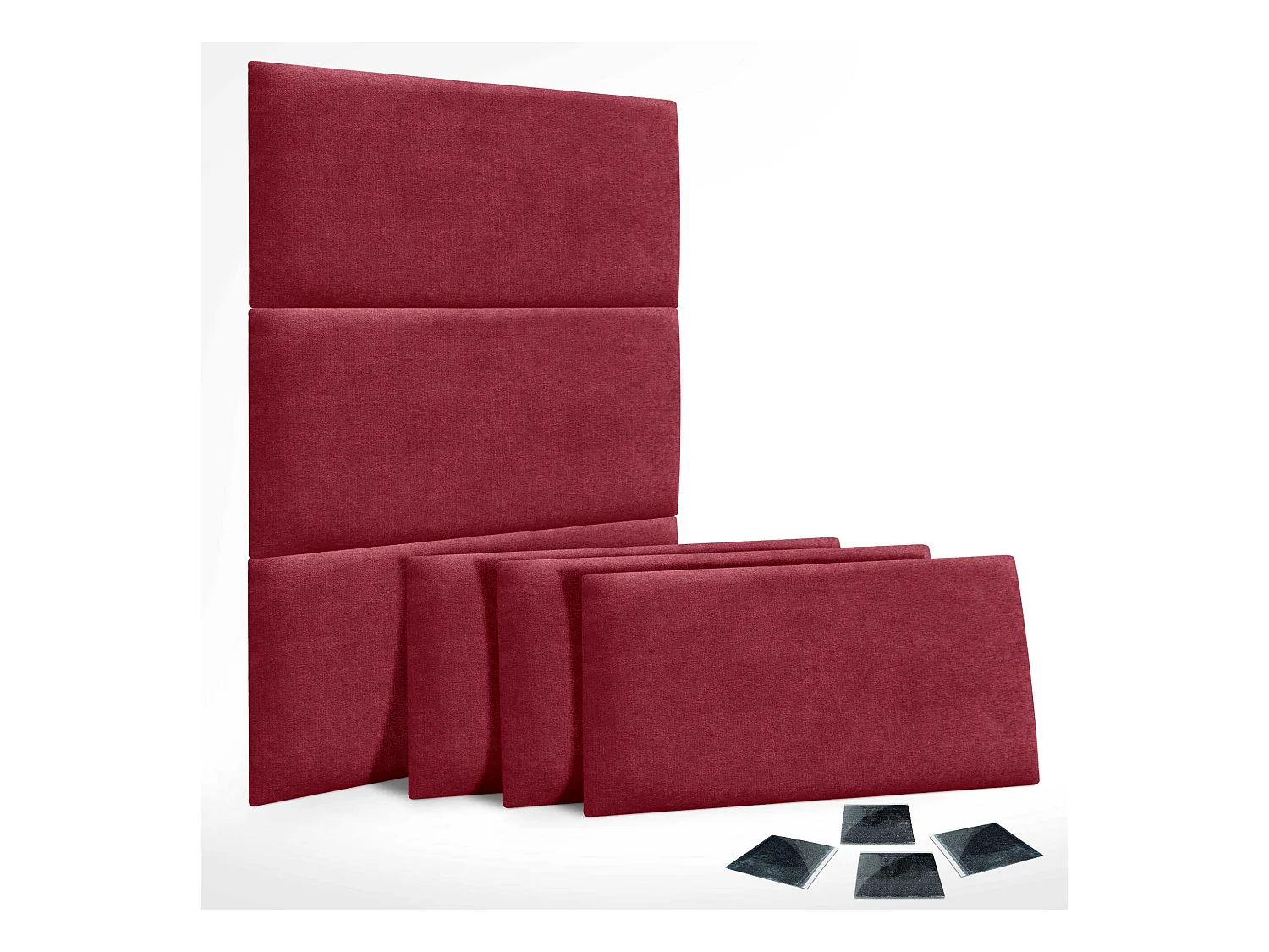 DHOME Lot de 6 Panneaux Rembourrés en Tissu Aqualine Autocollants pour Mur Acoustiques Absorbants Protection contre les Chocs (Rouge, 50x40cm, x6)