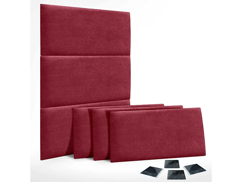 DHOME Lot de 6 Panneaux Rembourrés en Tissu Aqualine Autocollants pour Mur Acoustiques Absorbants Protection contre les Chocs (Rouge, 50x40cm, x6)