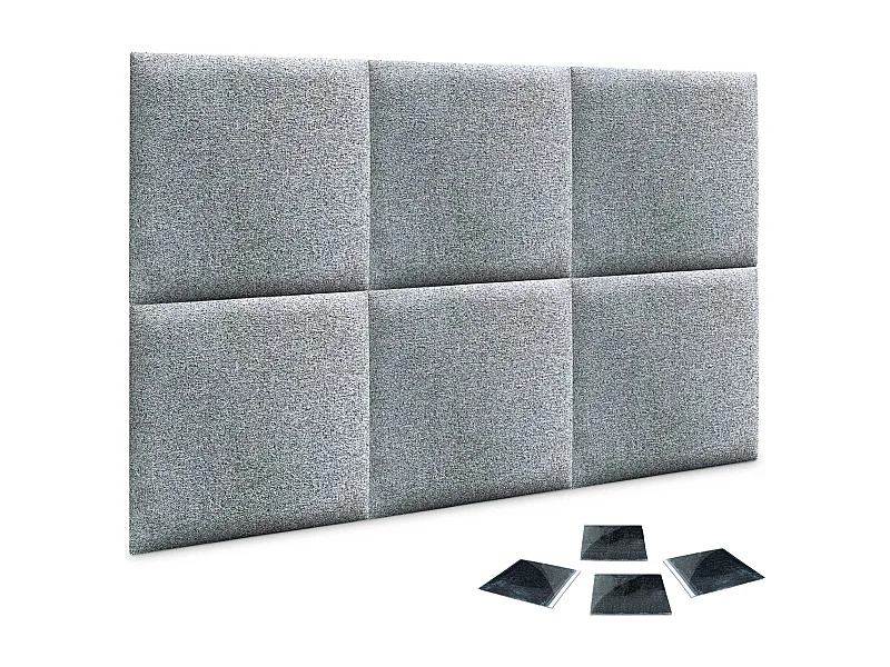 DHOME Lot de 6 Panneaux Rembourrés en Tissu Aqualine Autocollants pour Mur Acoustiques Absorbants Protection contre les choc (Gris Perle, 60x60cm, x6)