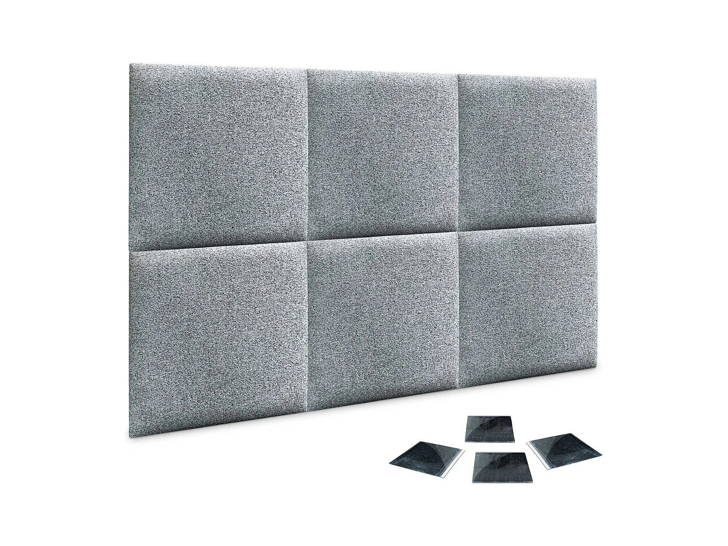 DHOME Lot de 6 Panneaux Rembourrés en Tissu Aqualine Autocollants pour Mur Acoustiques Absorbants Protection contre les choc (Gris Perle, 60x60cm, x6)