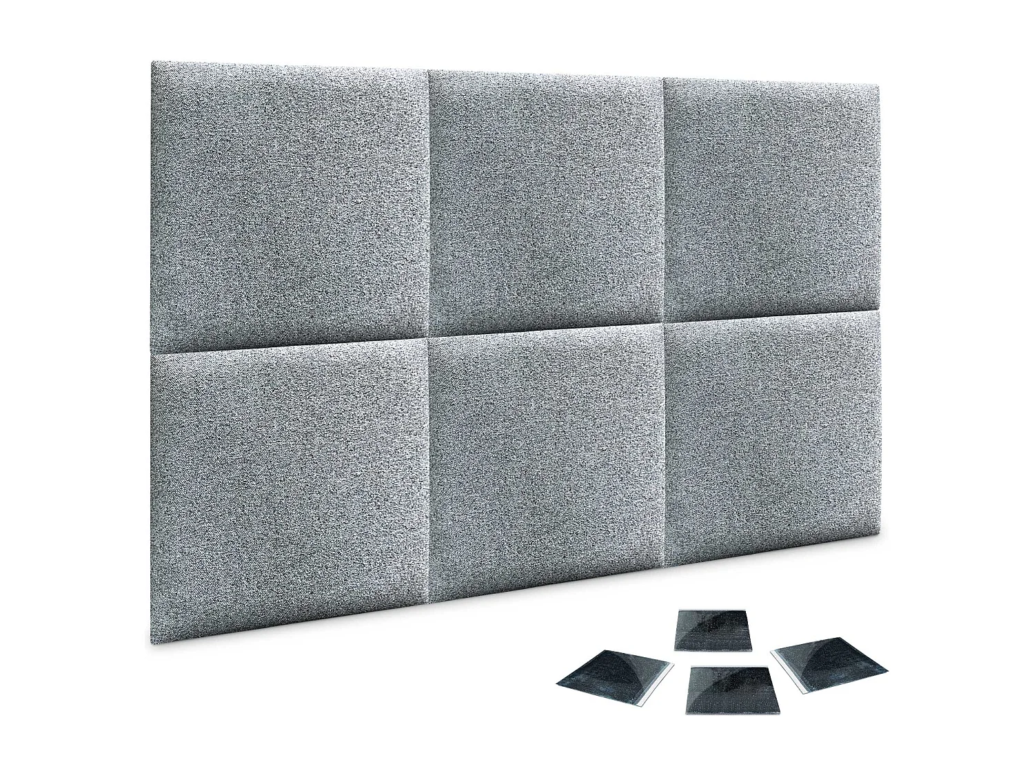 DHOME Lot de 6 Panneaux Rembourrés en Tissu Aqualine Autocollants pour Mur Acoustiques Absorbants Protection contre les choc (Gris Perle, 60x60cm, x6)