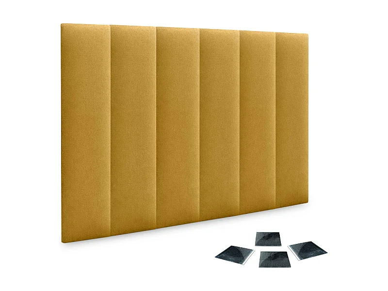 DHOME Lot de 6 Panneaux Rembourrés en Tissu Aqualine Autocollants pour Mur Acoustiques Absorbants Protection contre les Chocs (Moutarde, 60x20cm, x6)