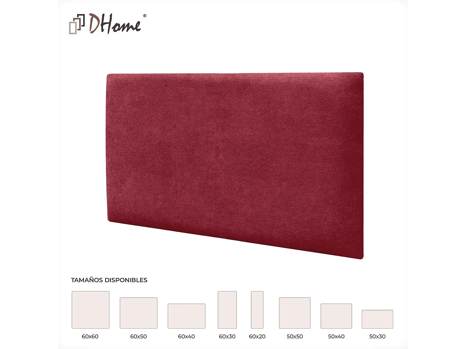 DHOME Lot de 6 Panneaux Rembourrés en Tissu Aqualine Autocollants pour Mur Acoustiques Absorbants Protection contre les Chocs (Rouge, 60x40cm, x6)