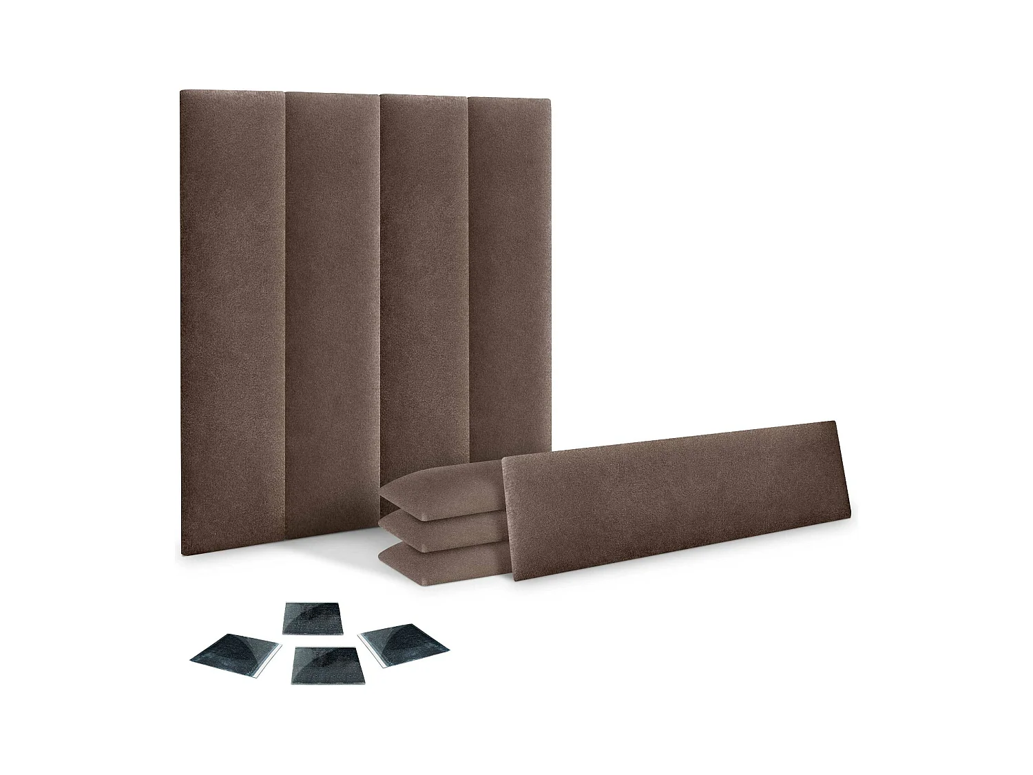 DHOME juego de 8 Paneles Tapizados de Tela Autoadhesivos para Pared Acústicos Absorbentes Protección Impactos Cabeceros (Marrón Chocolate, 60x30cm,x8)