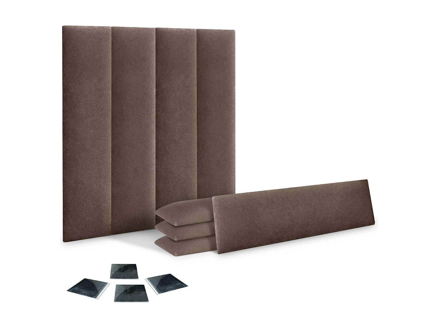 DHOME juego de 8 Paneles Tapizados de Tela Autoadhesivos para Pared Acústicos Absorbentes Protección Impactos Cabeceros (Marrón Chocolate, 60x30cm,x8)