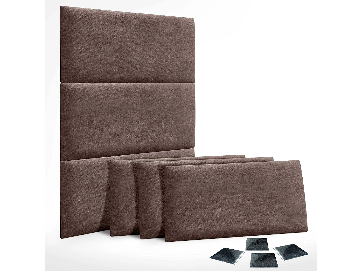 DHOME Lot de 6 Panneaux Rembourrés en Tissu Aqualine Autocollants pour Mur Acoustiques Absorbants Protection contre (Marron chocolat, 60x40cm,x6)