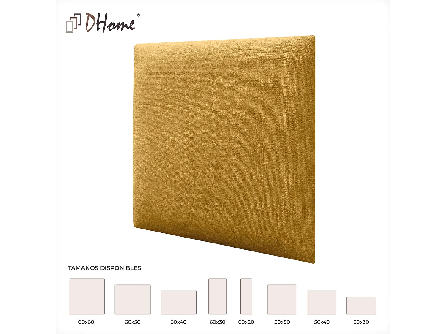 DHOME Pannelli Rivestiti in Tessuto Autoadesivi per Parete Acustici Assorbenti Protezione Impatti Testiere Decorazione (Senape, 60x60cm)