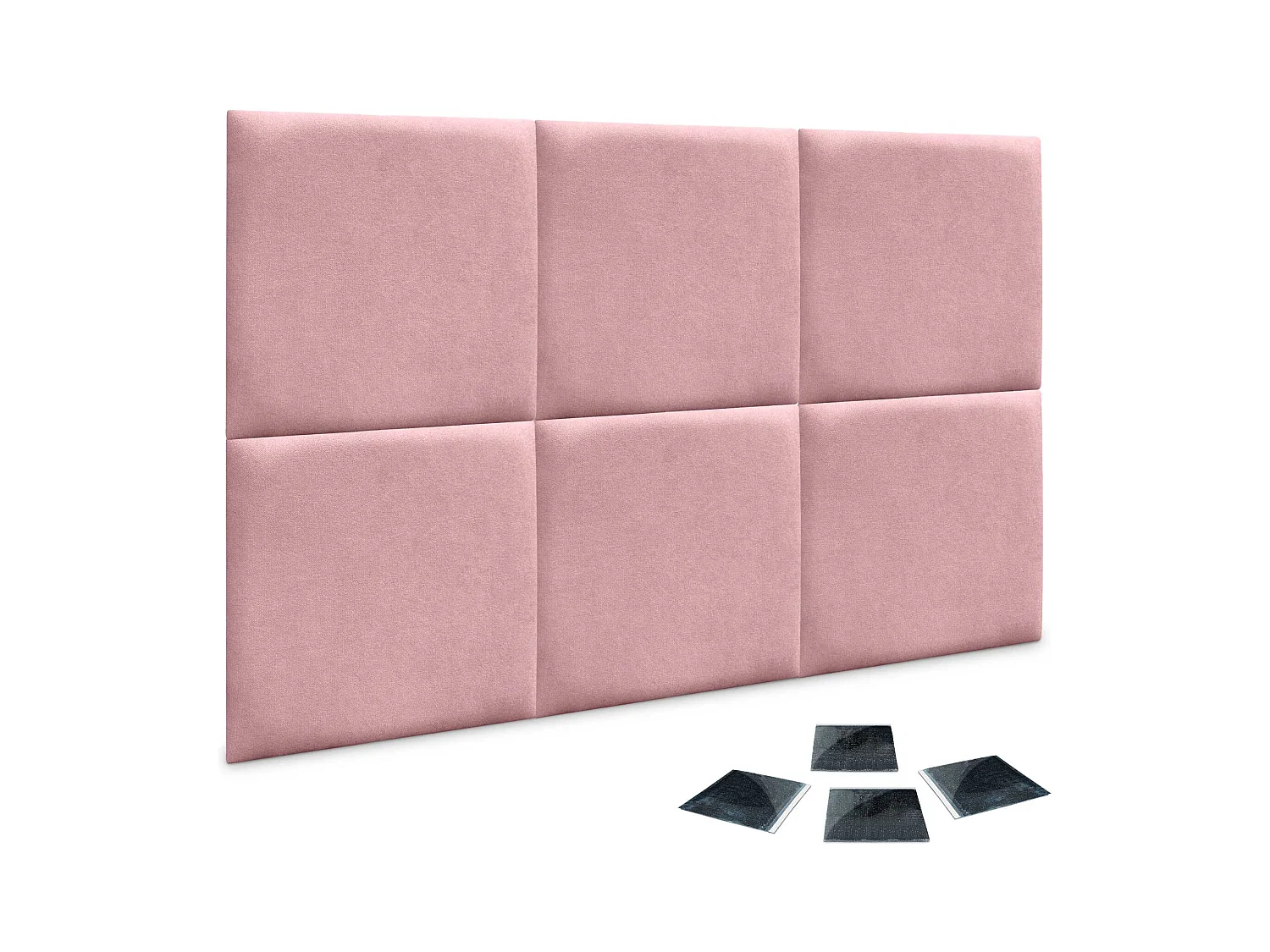 DHOME Lot de 6 Panneaux Rembourrés en Tissu Aqualine Autocollants pour Mur Acoustiques Absorbants Protection contre les Chocs (Rose, 50x50cm, x6)