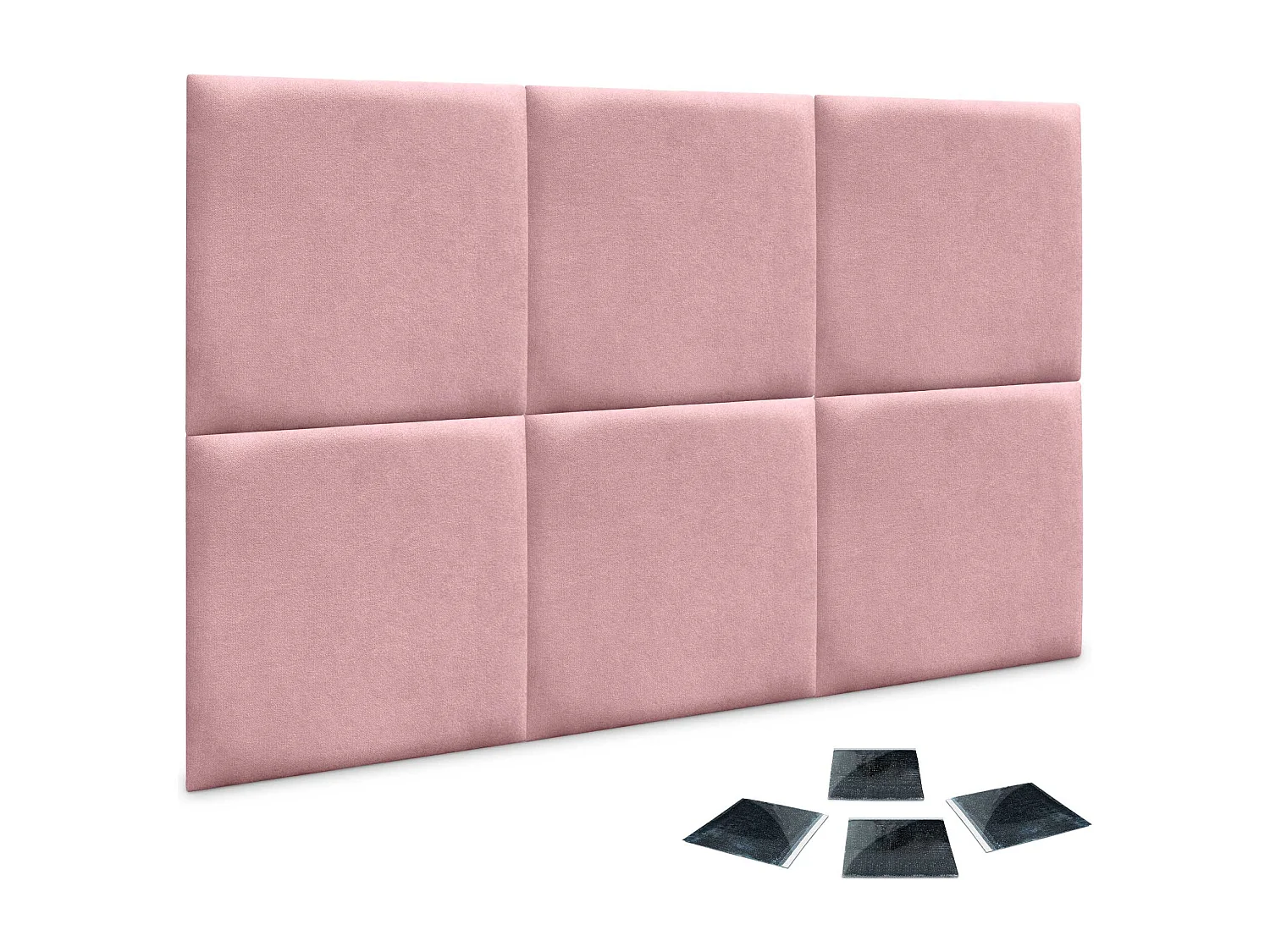 DHOME Lot de 6 Panneaux Rembourrés en Tissu Aqualine Autocollants pour Mur Acoustiques Absorbants Protection contre les Chocs (Rose, 50x50cm, x6)