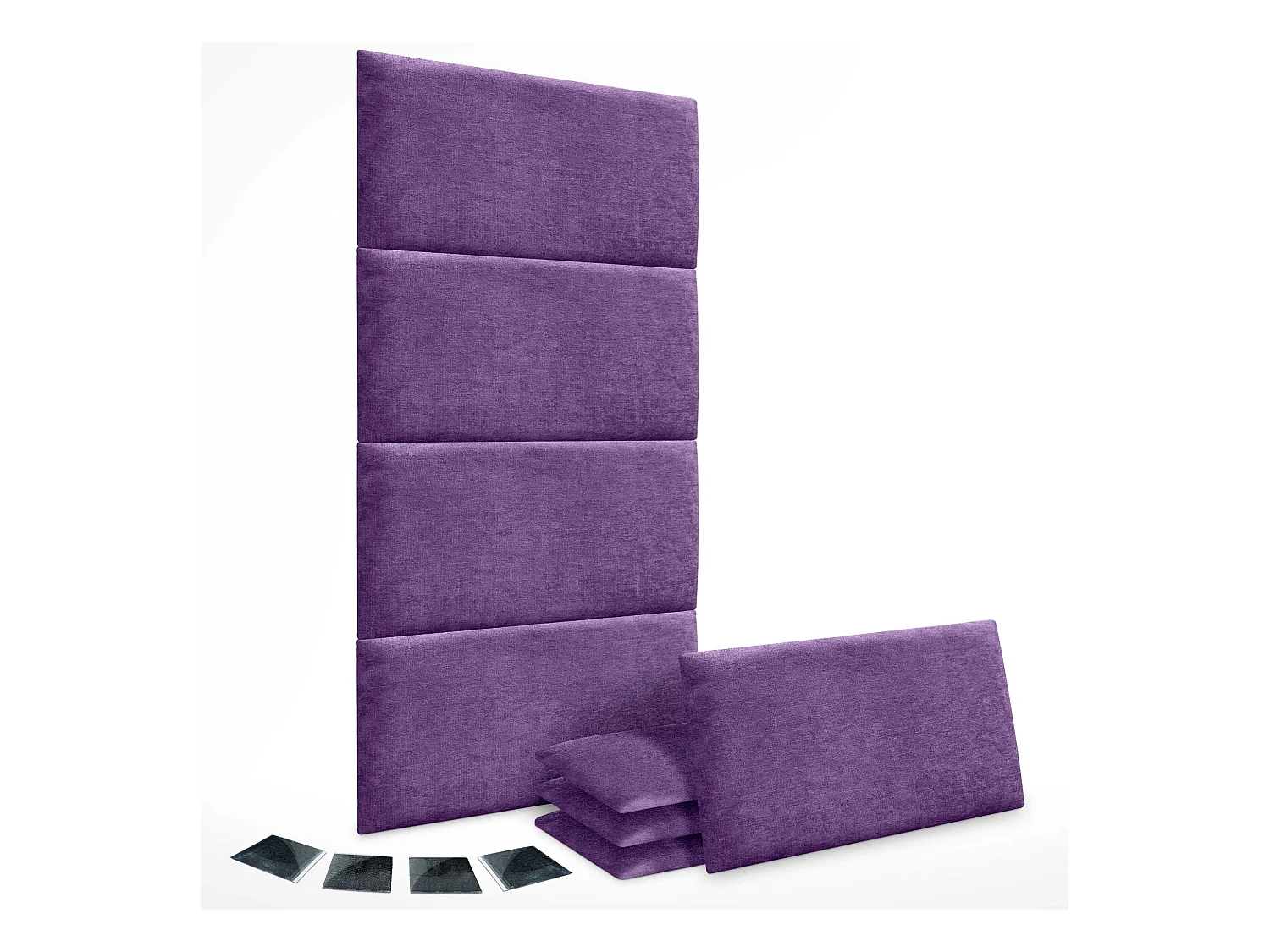 DHOME Lot de 8 Panneaux Rembourrés en Tissu Aqualine Autocollants pour Mur Acoustiques Absorbants Protection contre les Chocs (Lilas, 60x50cm, x8)