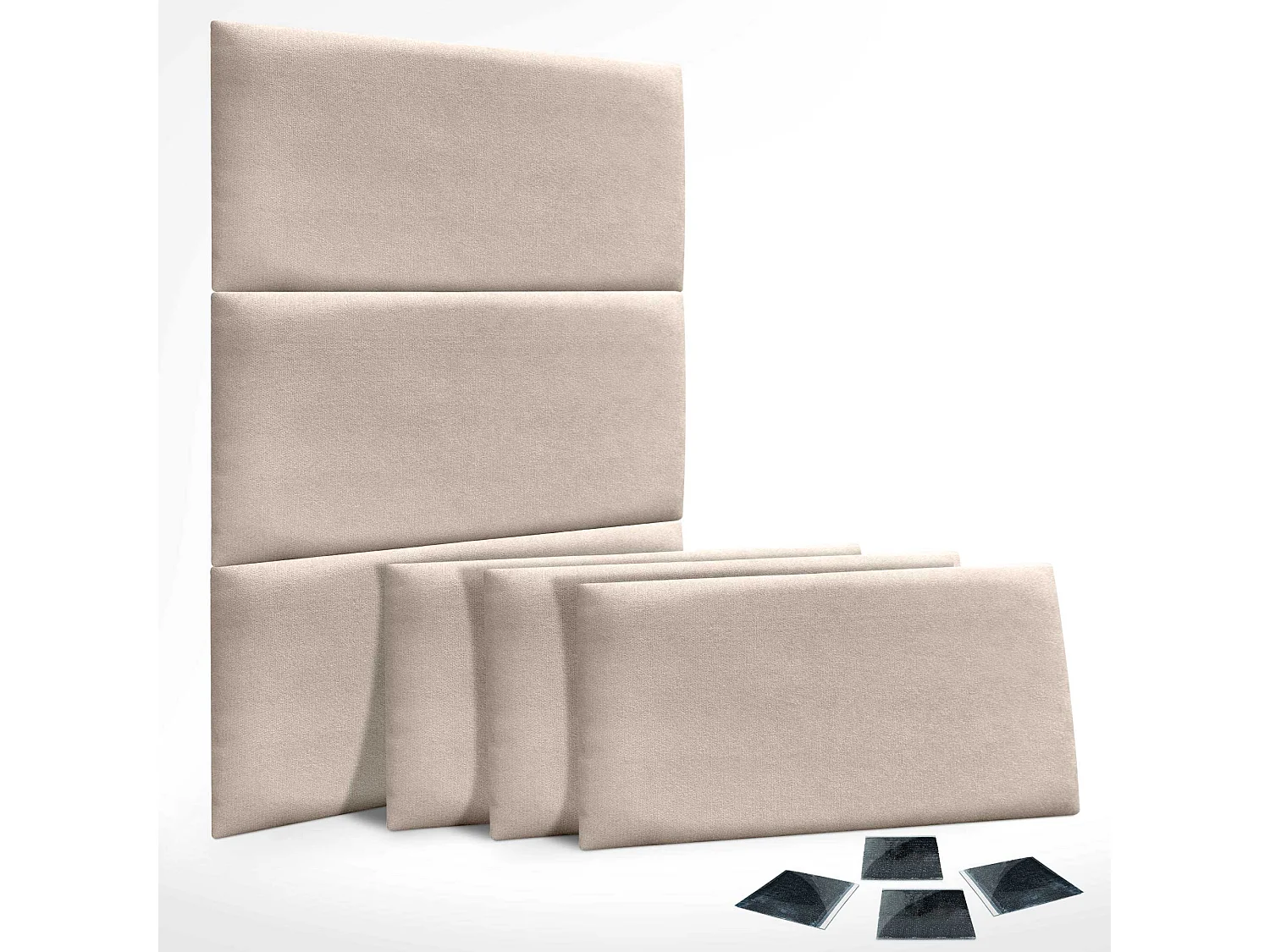 DHOME Lot de 6 Panneaux Rembourrés en Tissu Aqualine Autocollants pour Mur Acoustiques Absorbants Protection contre les Chocs (Beige, 50x40cm, x6)