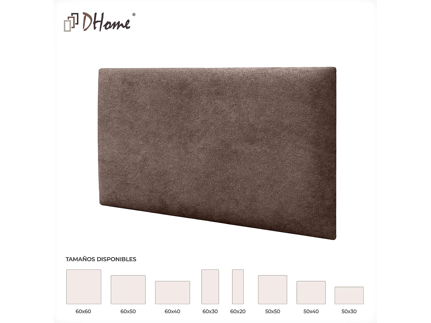 DHOME Lot de 1 Panneaux muraux en tissu auto-adhésifs Panneaux muraux absorbants acoustiques Protection contre les choc (Marron chocolat, 50x30cm, x1)