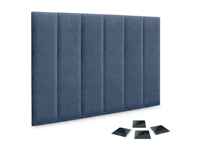 DHOME Set di 6 Pannelli Rivestiti in Tessuto Aqualine Autoadesivi per Parete Acustici Assorbenti Protezione Impatti Testiere (Blu, 60x20cm, x6)