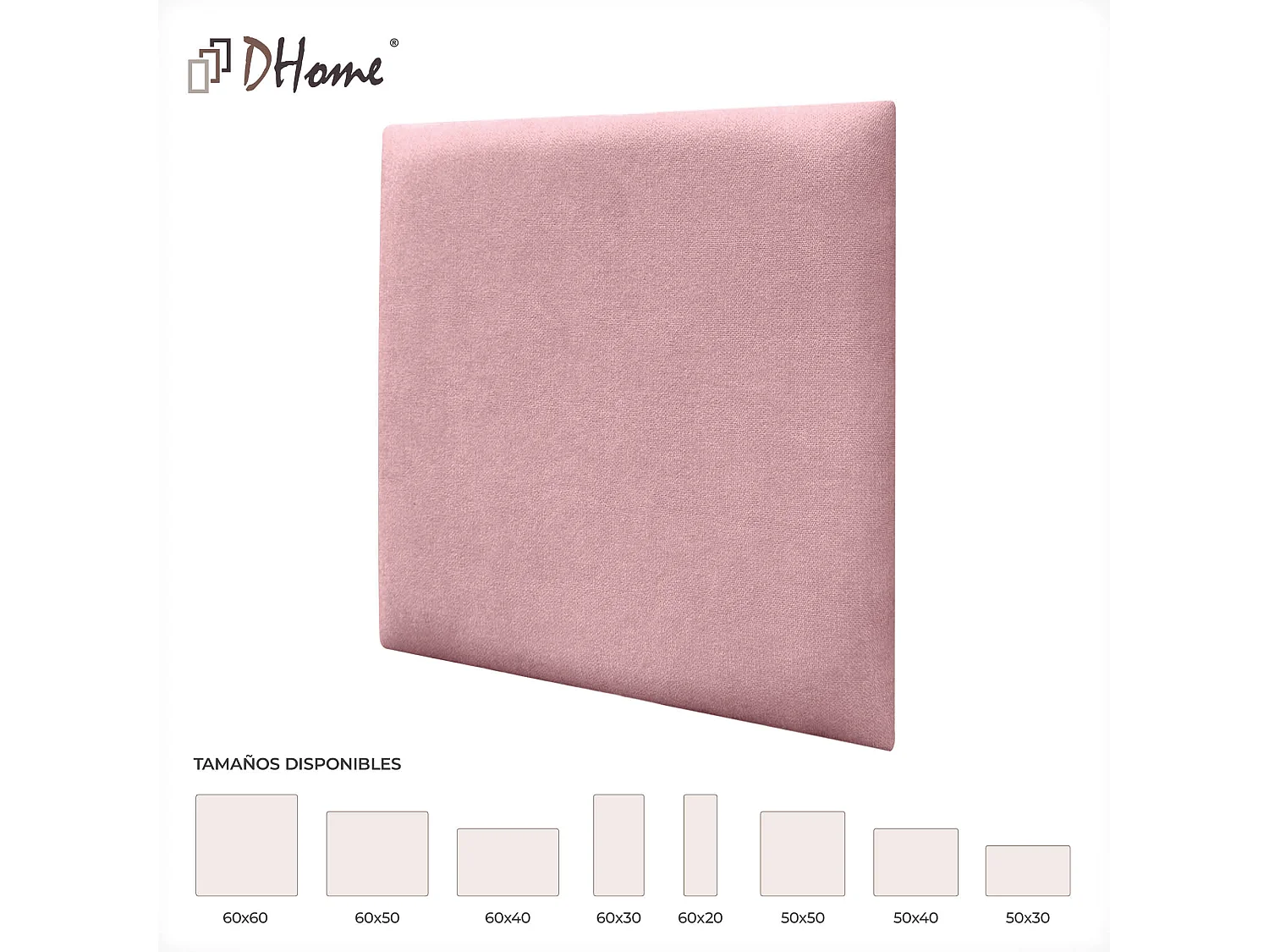 DHOME Lot de 8 Panneaux Rembourrés en Tissu Aqualine Autocollants pour Mur Acoustiques Absorbants Protection contre les Chocs (Rose, 60x60cm, x8)