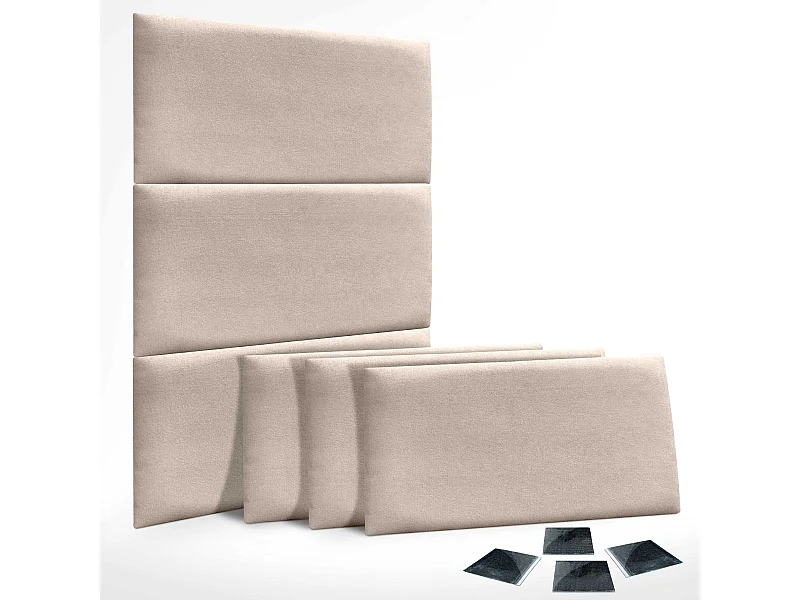 DHOME Lot de 6 Panneaux Rembourrés en Tissu Aqualine Autocollants pour Mur Acoustiques Absorbants Protection contre les Chocs (beige, 50x30cm, x6)