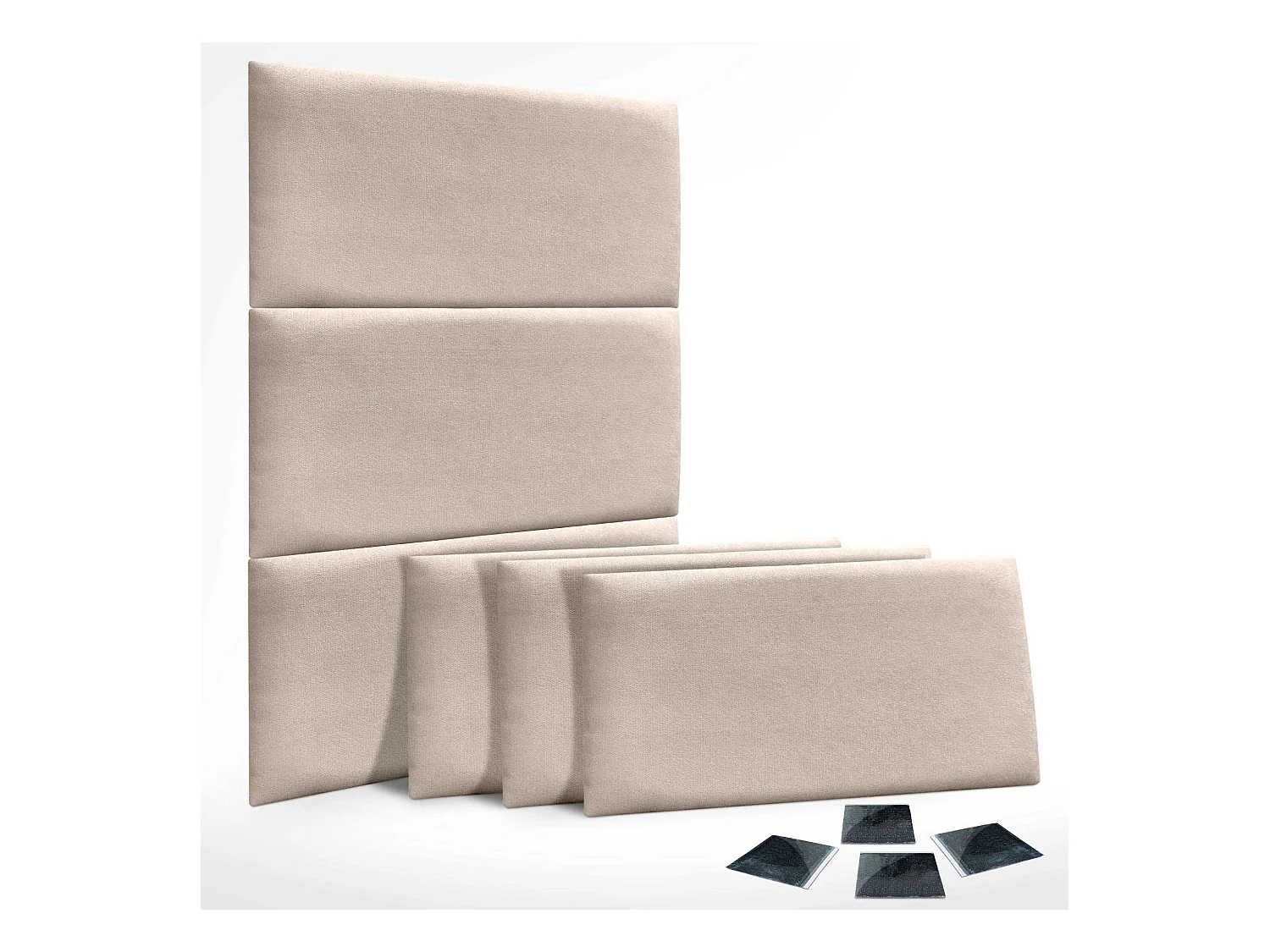 DHOME Lot de 6 Panneaux Rembourrés en Tissu Aqualine Autocollants pour Mur Acoustiques Absorbants Protection contre les Chocs (beige, 50x30cm, x6)