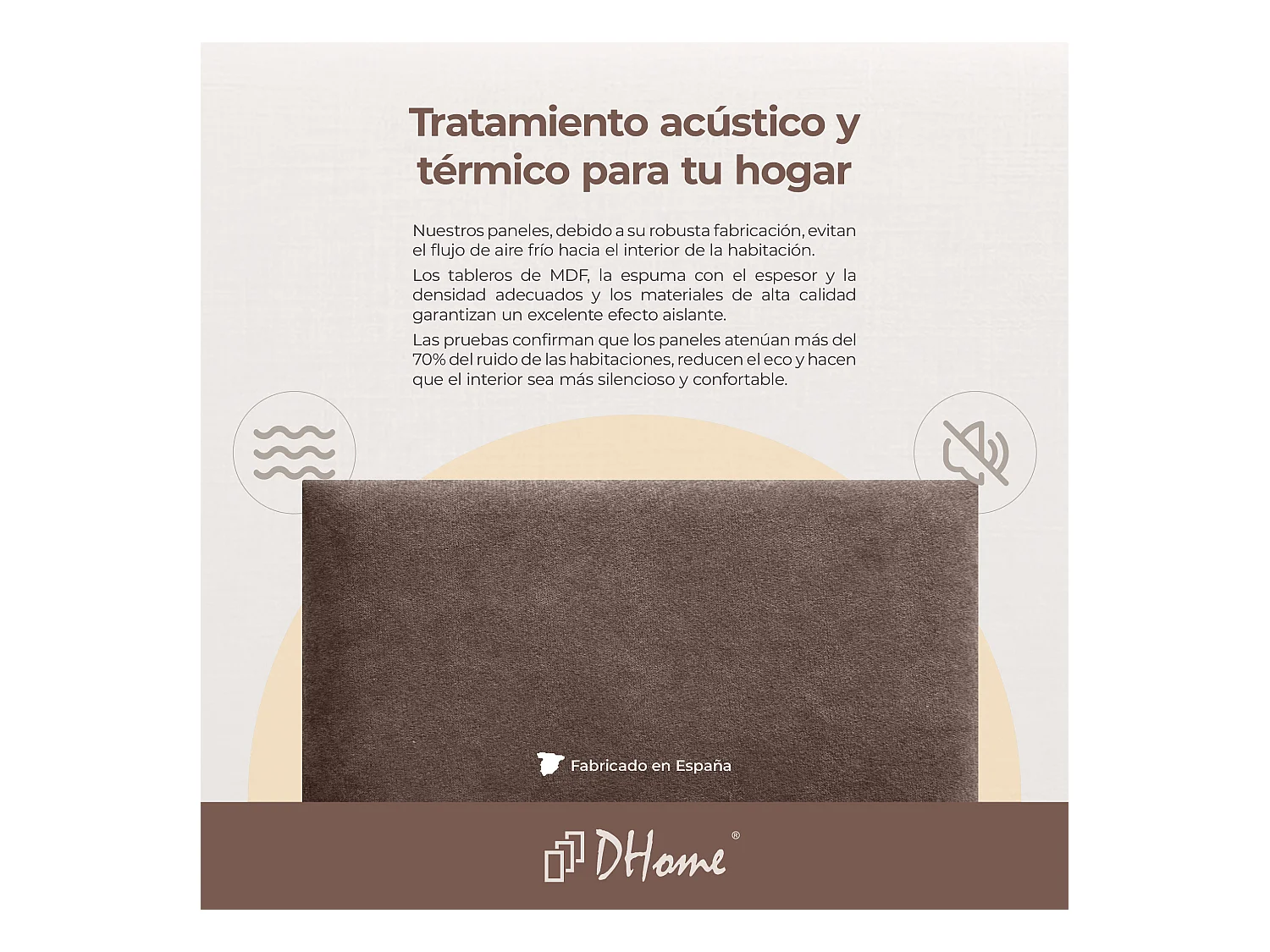 DHOME Lot de 6 Panneaux Rembourrés en Tissu Aqualine Autocollants pour Mur Acoustiques Absorbants Protection contre les Chocs (beige, 50x30cm, x6)