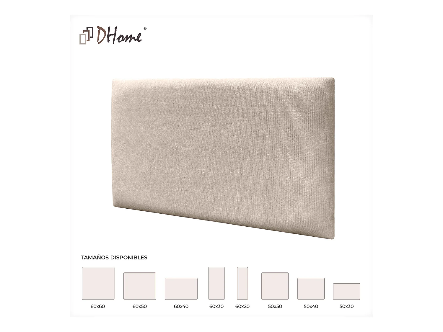 DHOME Lot de 6 Panneaux Rembourrés en Tissu Aqualine Autocollants pour Mur Acoustiques Absorbants Protection contre les Chocs (beige, 50x30cm, x6)