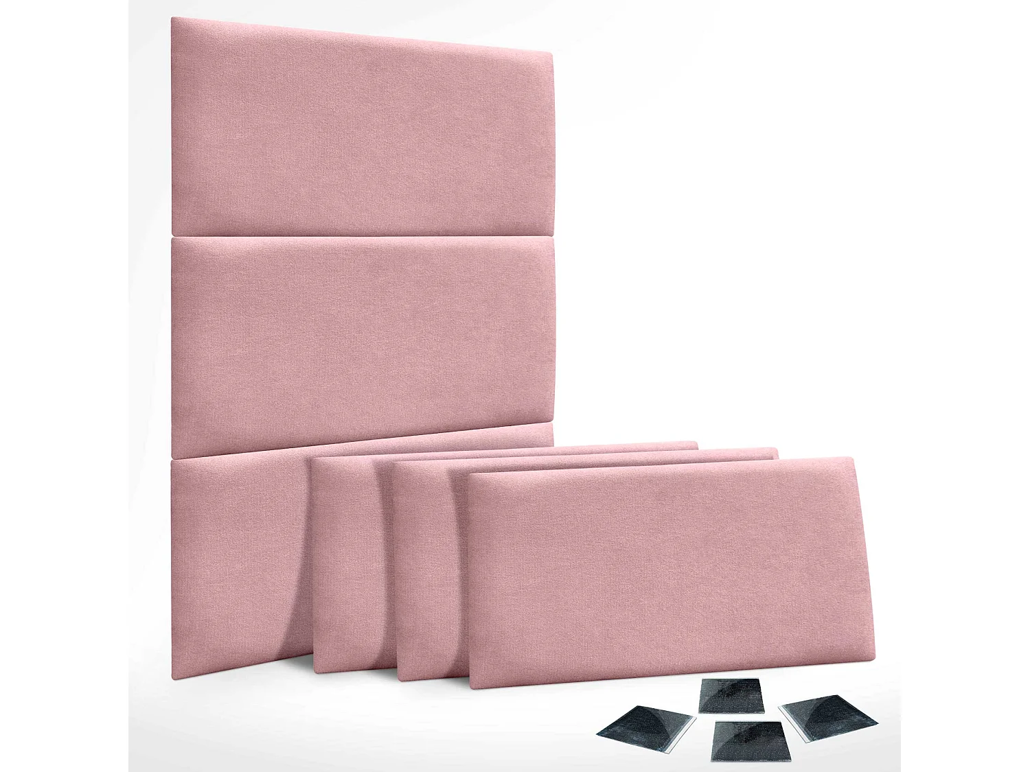 DHOME Lot de 6 Panneaux Rembourrés en Tissu Aqualine Autocollants pour Mur Acoustiques Absorbants Protection contre les Chocs (rose, 60x50cm, x6)