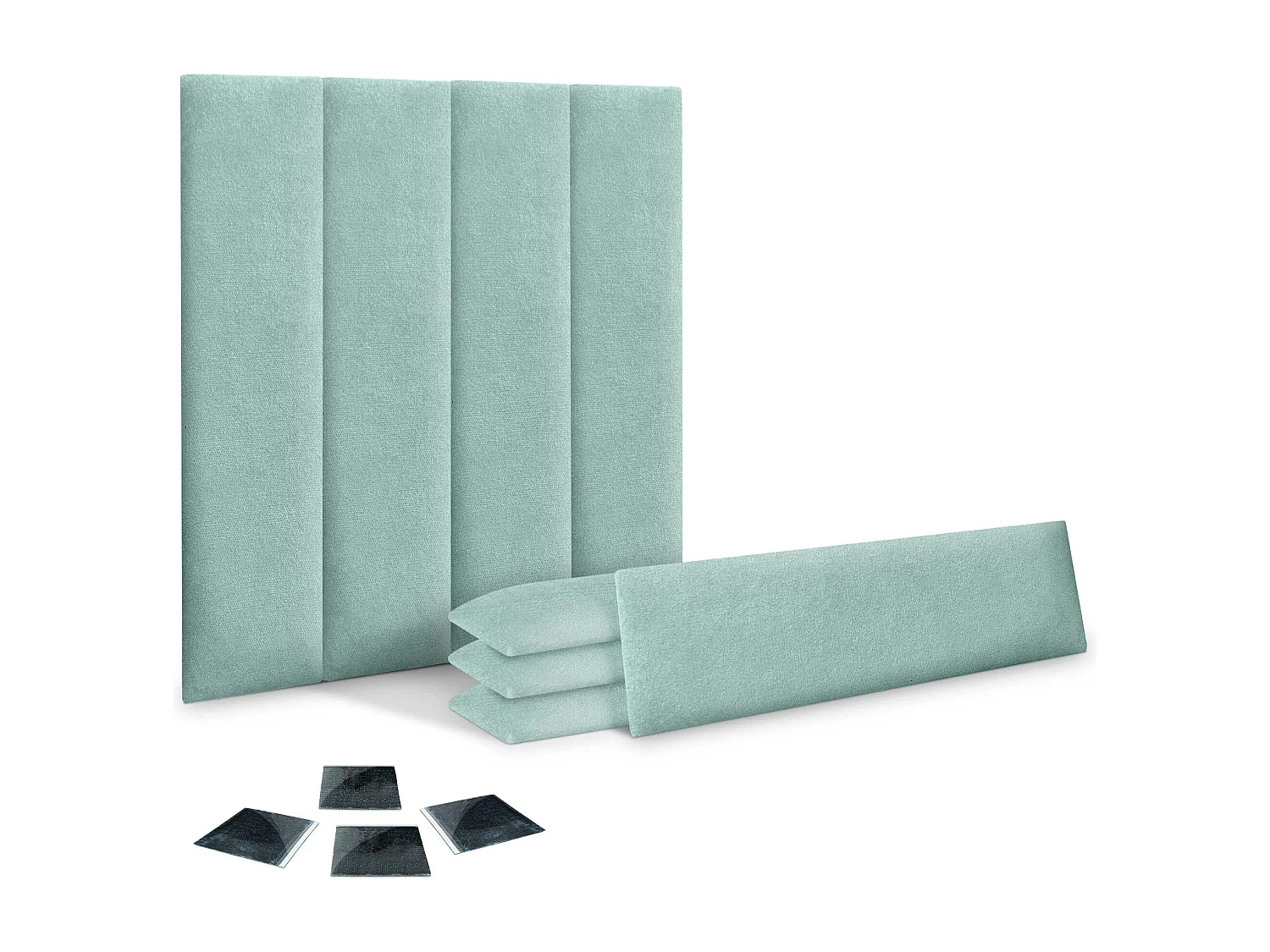 DHOME Conjunto de 8 Painéis de Parede de Tecido Autoadesivo Painéis de Parede Absorventes Acústicos Proteção contra choque (Verde Água, 60x20cm, x8)