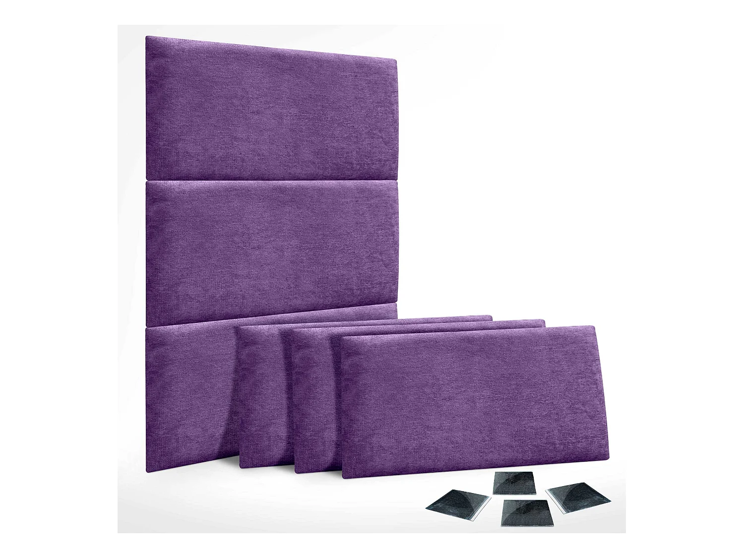 DHOME Lot de 6 Panneaux Rembourrés en Tissu Aqualine Autocollants pour Mur Acoustiques Absorbants Protection contre les Chocs (Lilas, 60x50cm, x6)