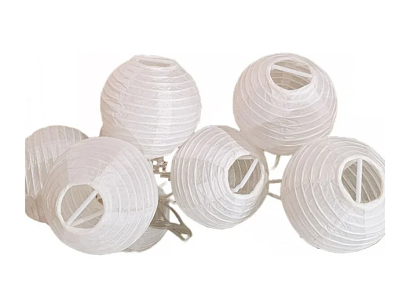 Lot de 4 guirlandes lumineuses blanches en boules de papier 3.10 m