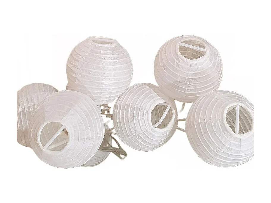 Lot de 4 guirlandes lumineuses blanches en boules de papier 3.10 m