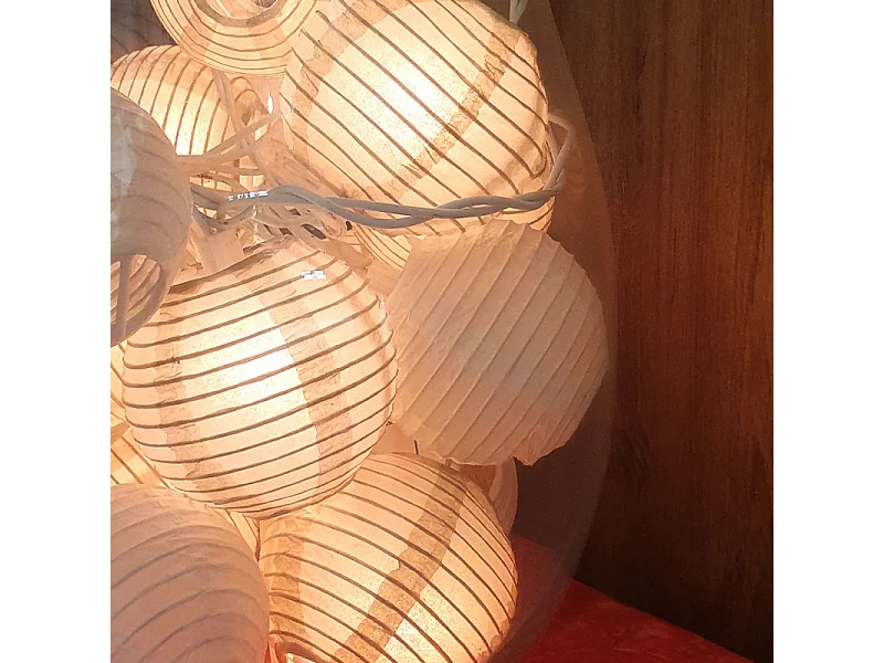 Lot de 4 guirlandes lumineuses blanches en boules de papier 3.10 m