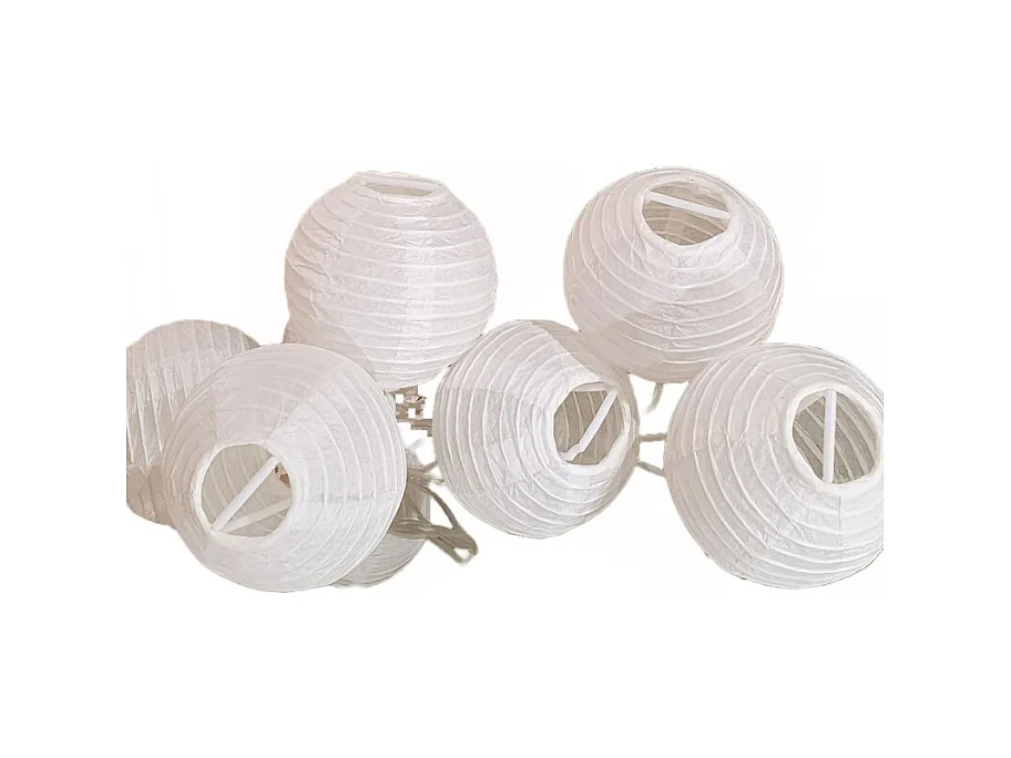 Lot de 4 guirlandes lumineuses blanches en boules de papier 3.10 m
