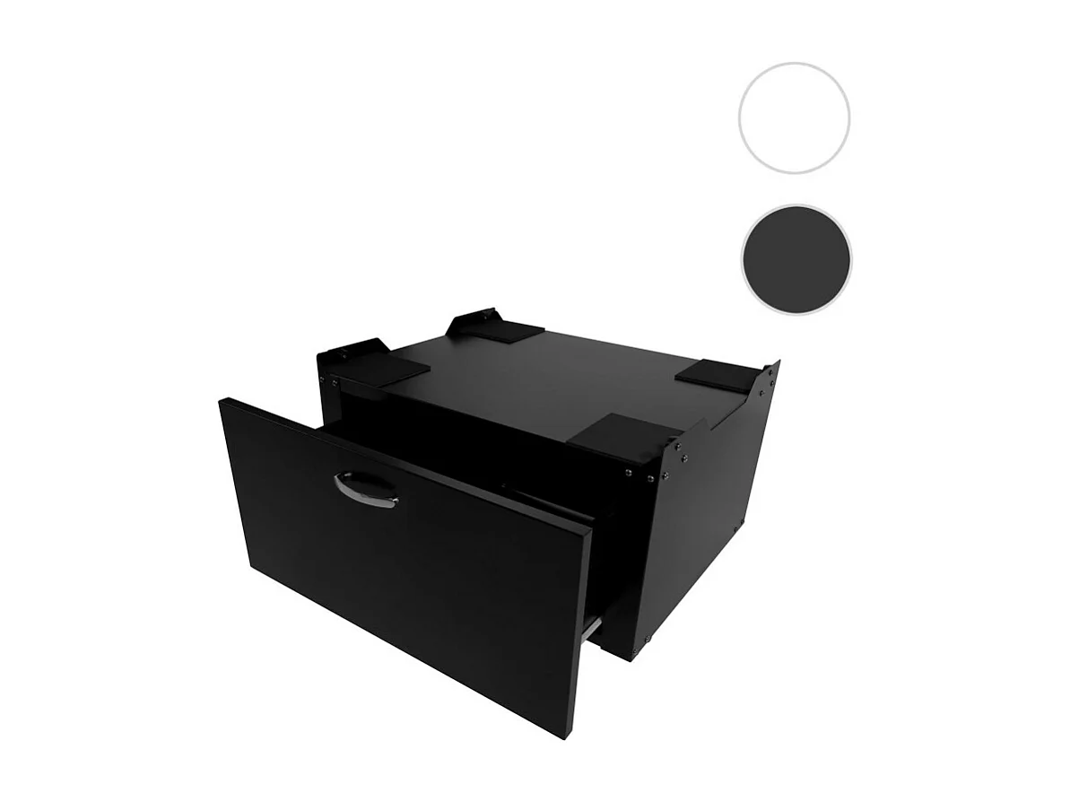Meuble sous machine à laver HWC-E50, estrade, piédestal, châssis, tiroir 33x61x52cm noir