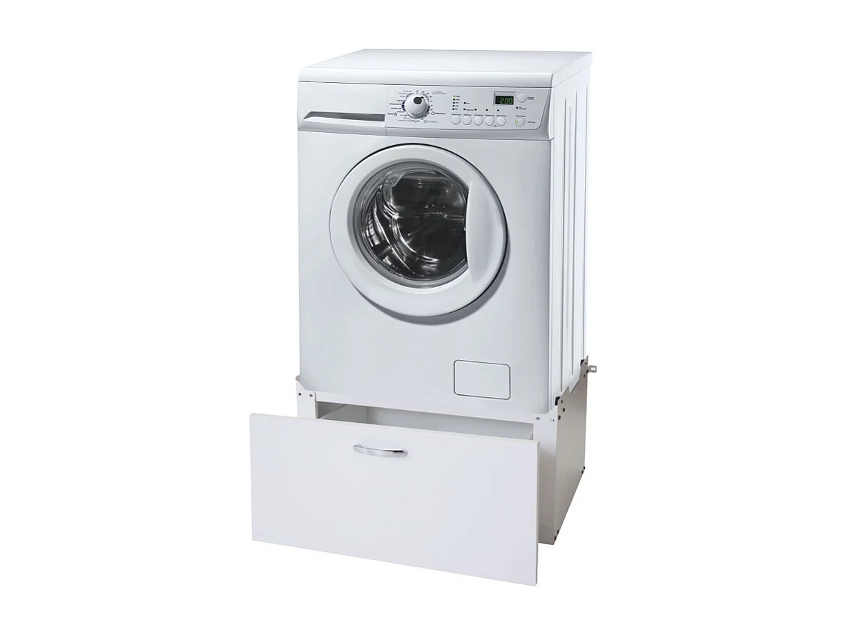 Meuble sous machine à laver HWC-E50, estrade, piédestal, châssis, tiroir 33x61x52cm blanc