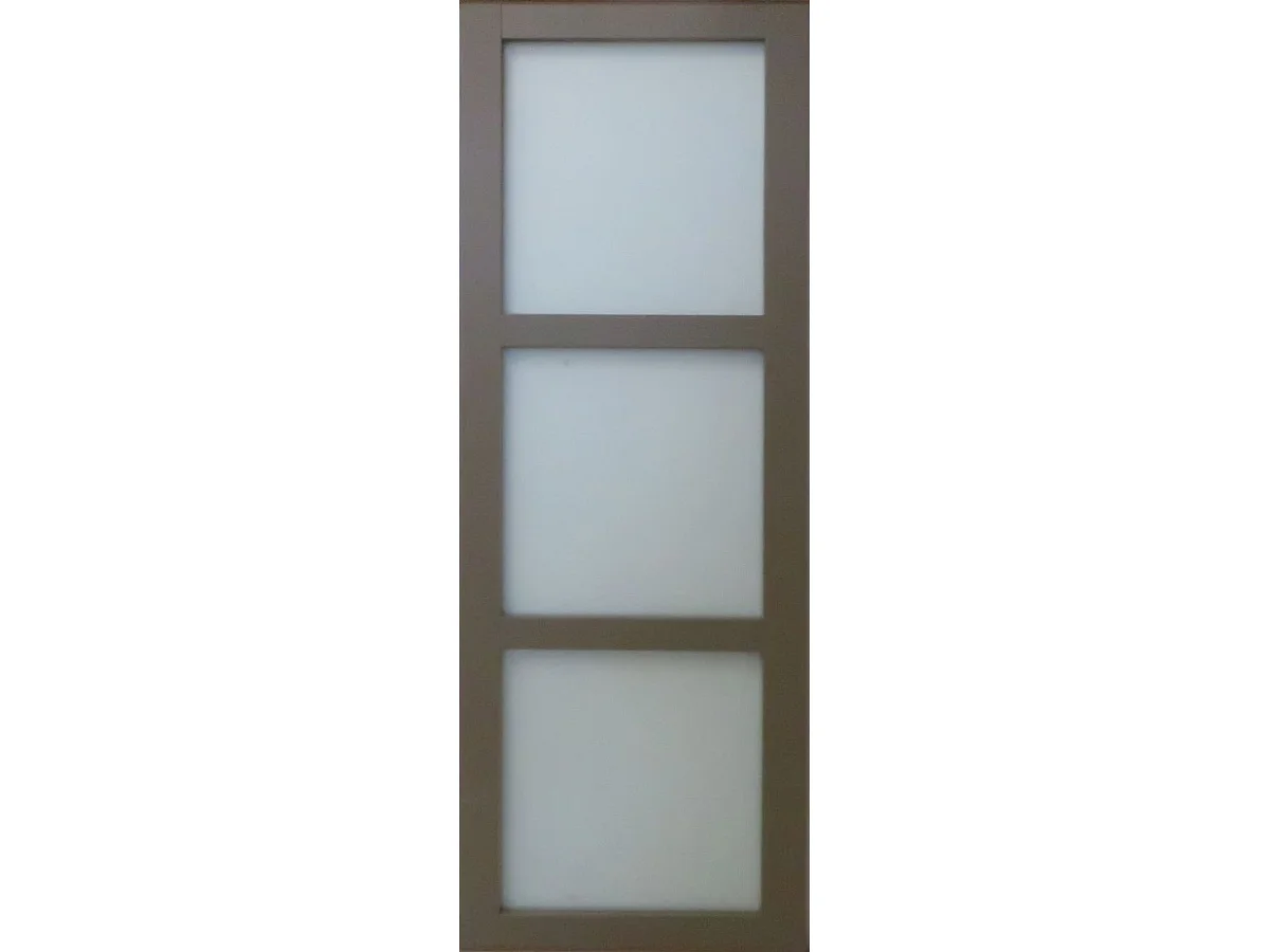 Porte Coulissante Marron Ral7006 Vitree H204 X L83 + Rail Alu Blanc Et Coquilles Gd Menuiseries