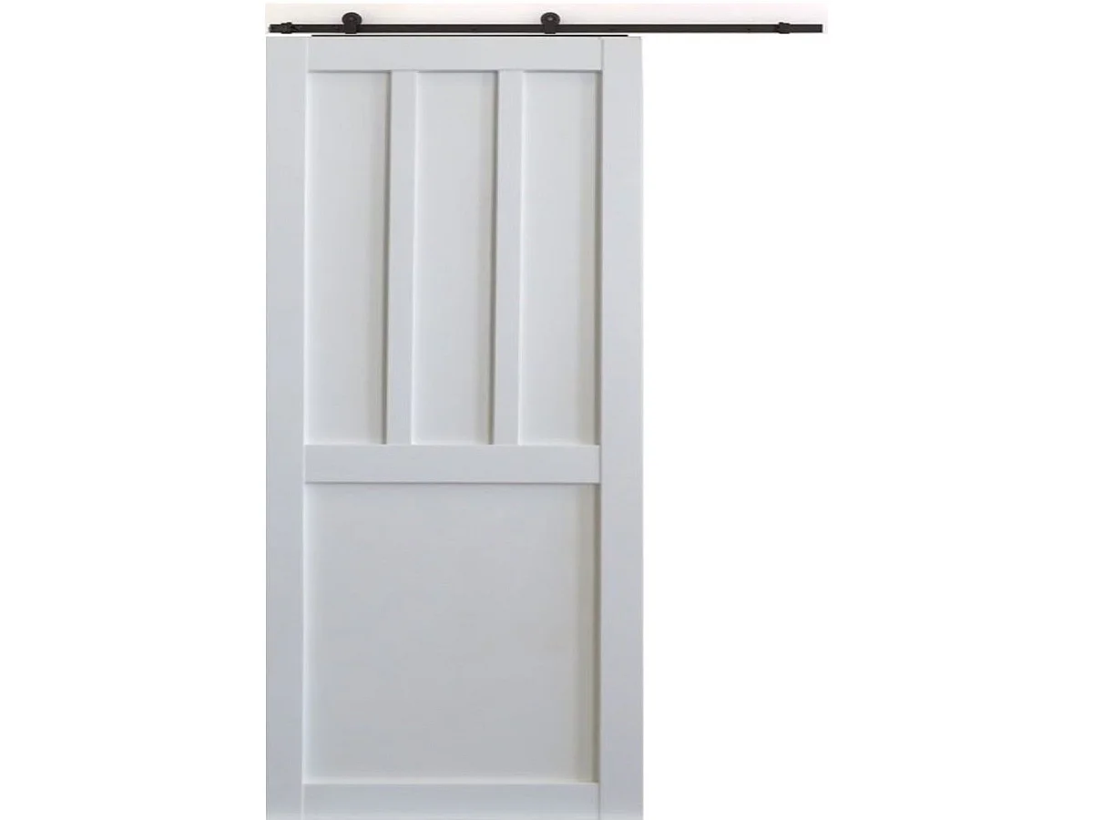 Puerta corredera Taller 2 paneles blancos Ancho 73 + Riel De Acero Negro
