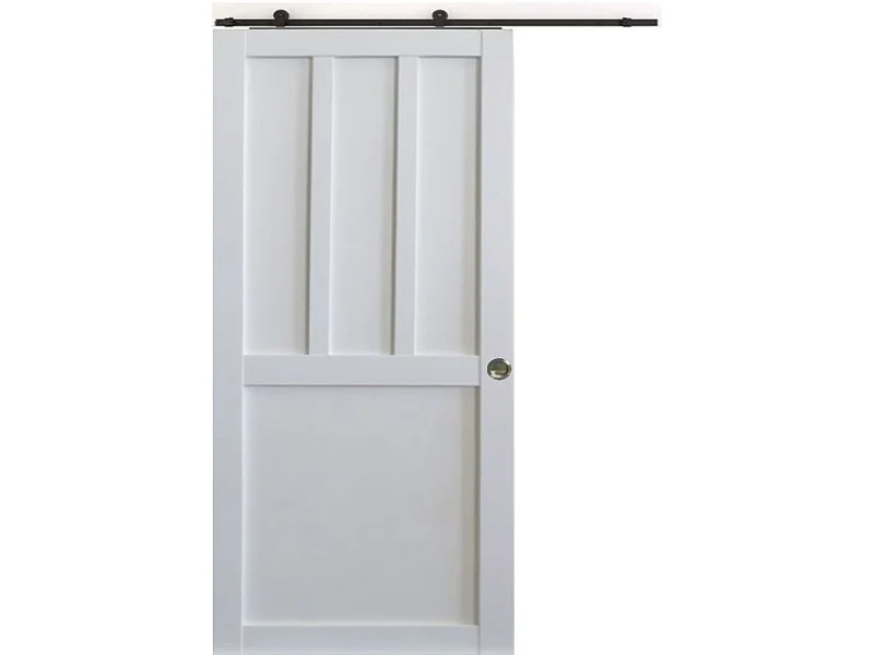 Porte Coulissante Atelier 2 Panneaux Blanc H204 X L73 + Rail A  Roulettes Et Coquilles Gd Menuiseries