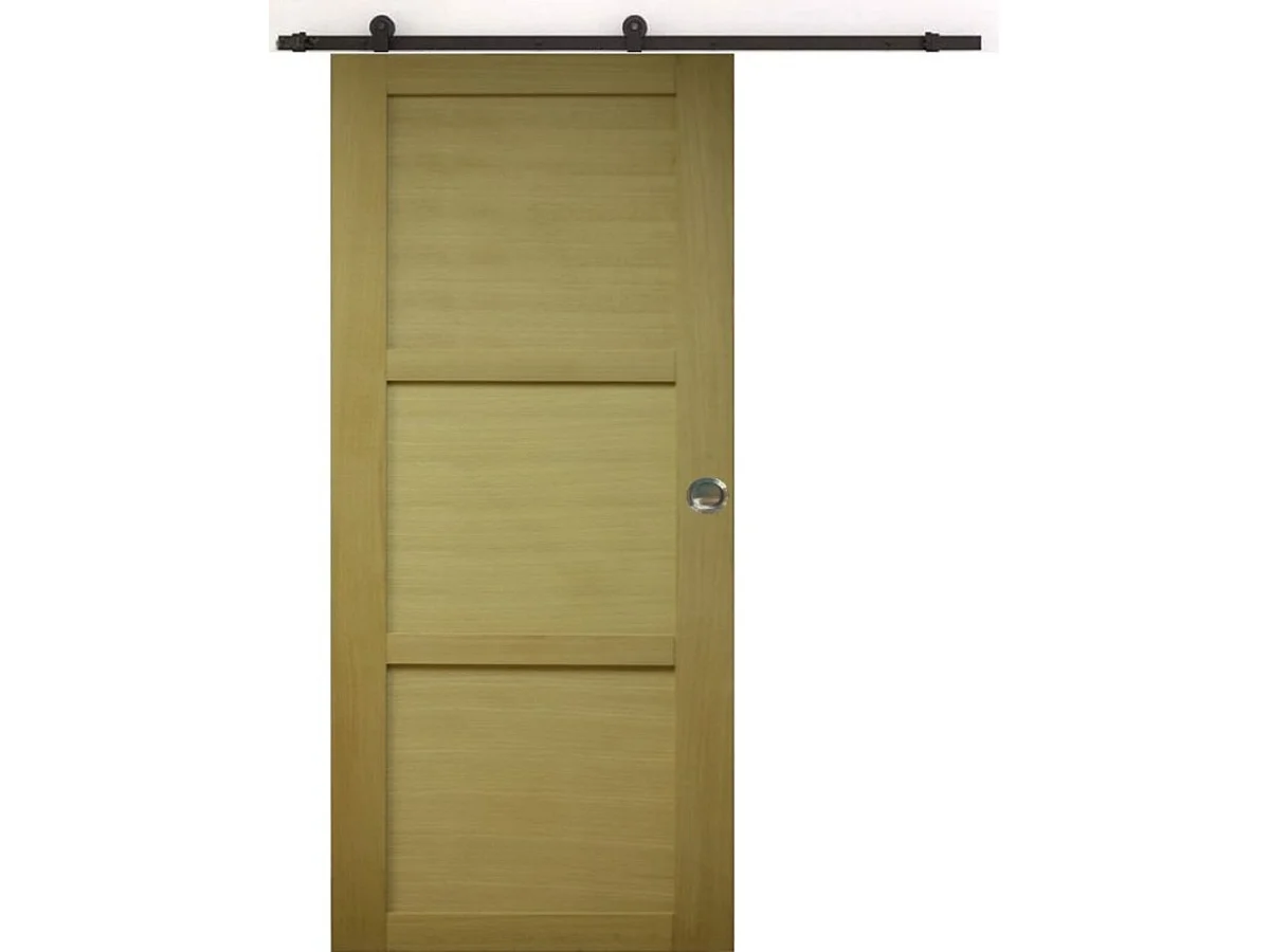 Porte Coulissante Bois Ayous 3 Panneaux H204 X L73, Rail Roulettes, Coquilles Gd Menuiseries