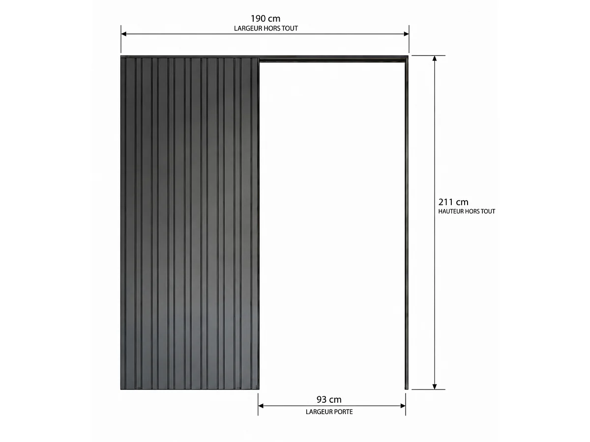 Puerta corredera de madera Ayous con cristal H204 x L93 cm, empotrada, kit de acabado Gd Menuiseries sin manilla