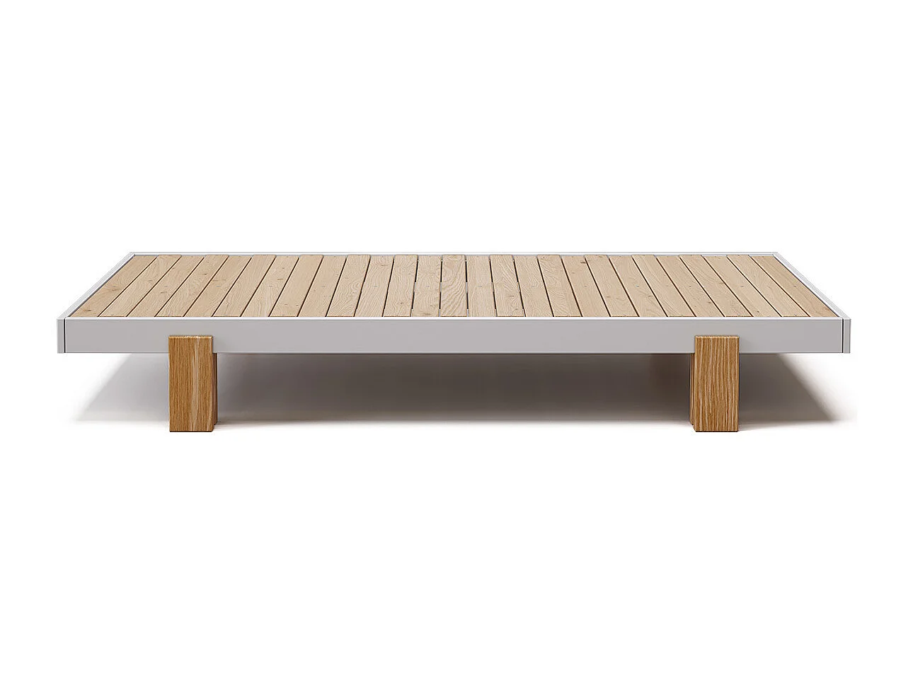 Lit gigogne 80x200 cm bois massif blanc et bois SENA