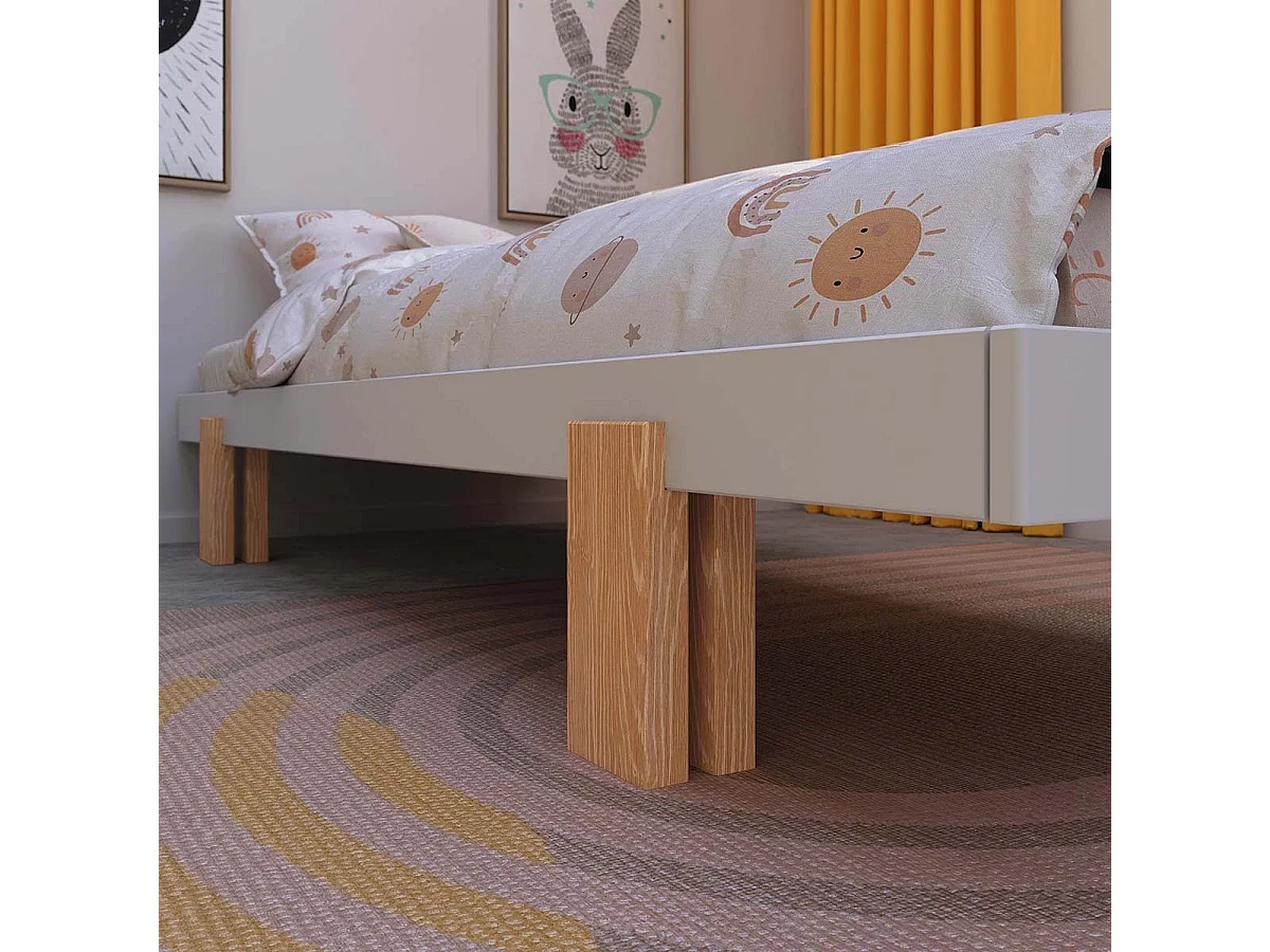 Lit gigogne 80x200 cm bois massif blanc et bois SENA