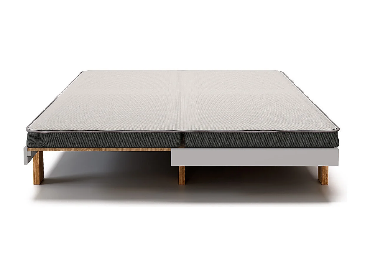 Lit gigogne 80x200 cm bois massif blanc et bois SENA