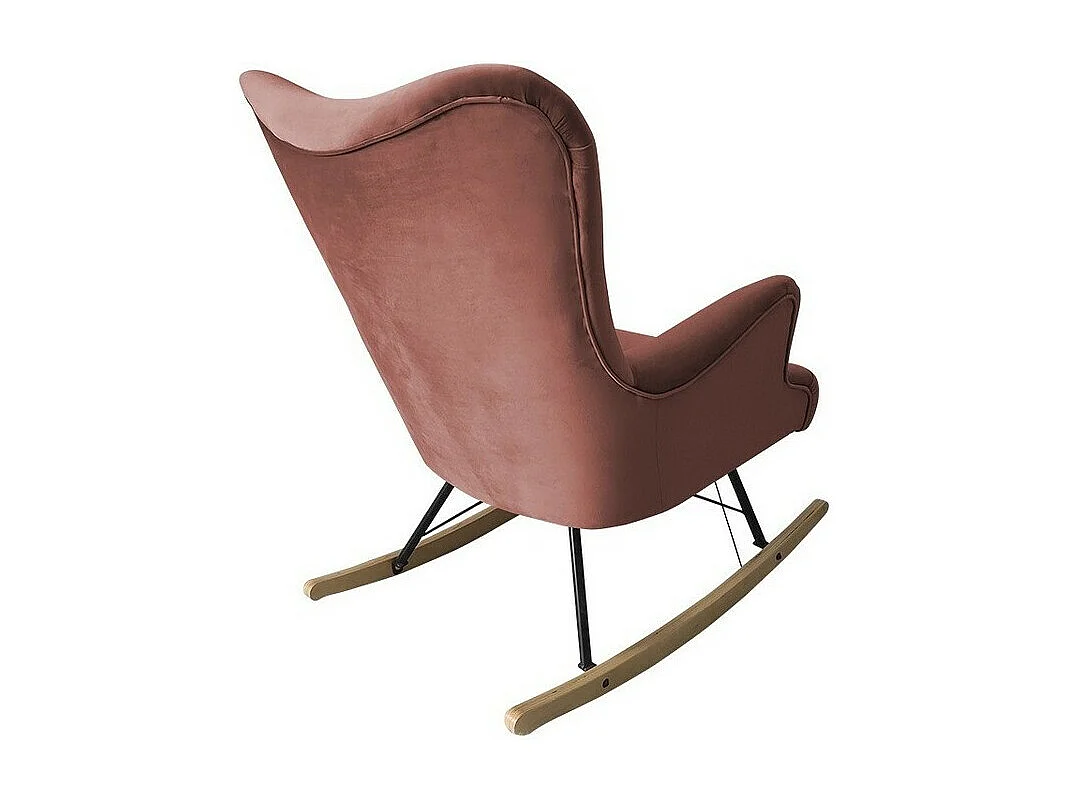 Chaise à bascule Clovis 101, 101x76x101cm, Tapisserie, Placage de bois naturel