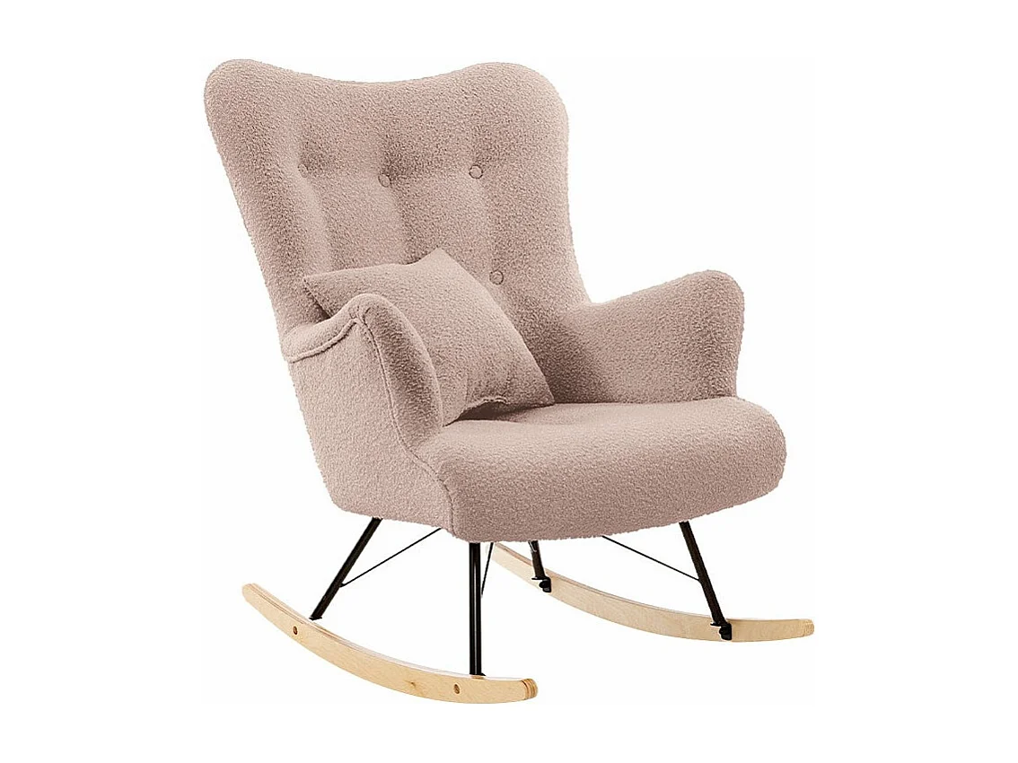 Chaise à bascule Clovis 105, 101x76x101cm, Tapisserie, Placage de bois naturel