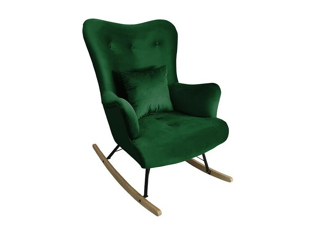 Chaise à bascule Clovis 101, 101x76x101cm, Tapisserie, Placage de bois naturel