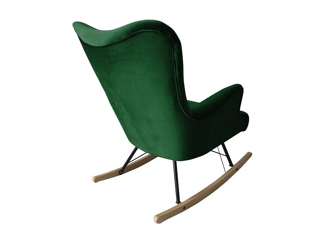 Chaise à bascule Clovis 101, 101x76x101cm, Tapisserie, Placage de bois naturel