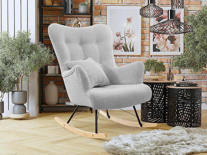 Mecedora Clovis 105, 101x76x101cm, Tapiz, Chapa de madera natural, Metálico|De madera