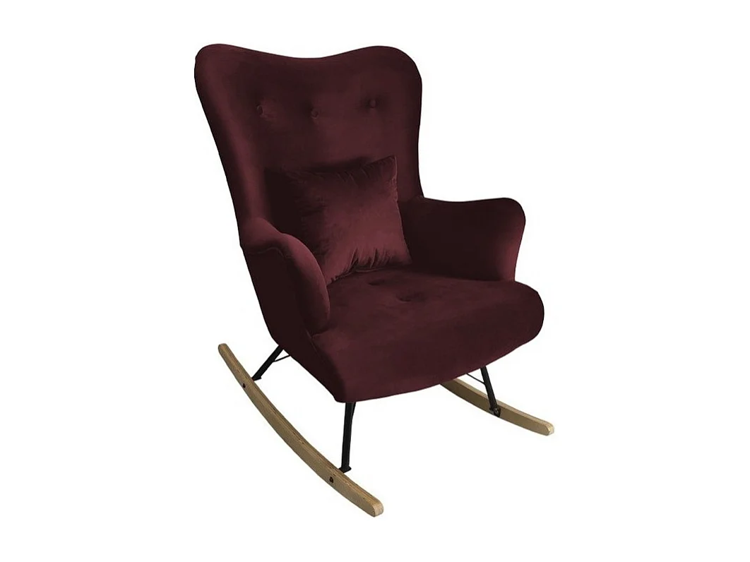 Chaise à bascule Clovis 101, 101x76x101cm, Tapisserie, Placage de bois naturel