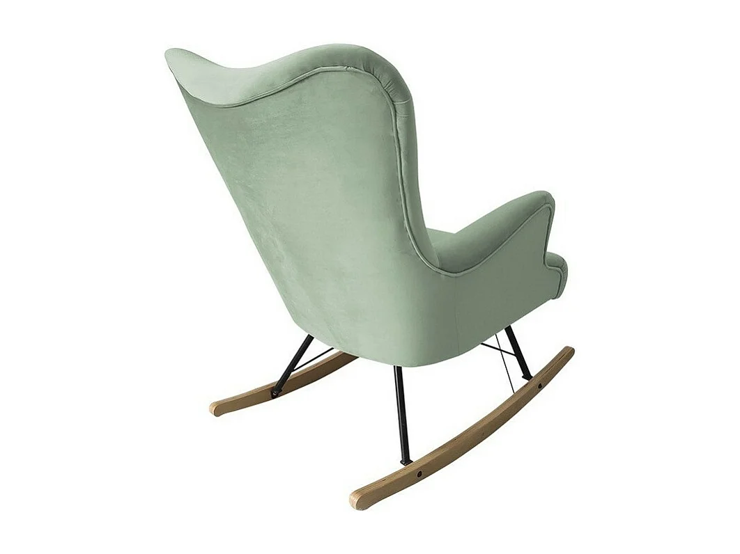 Chaise à bascule Clovis 101, 101x76x101cm, Tapisserie, Placage de bois naturel