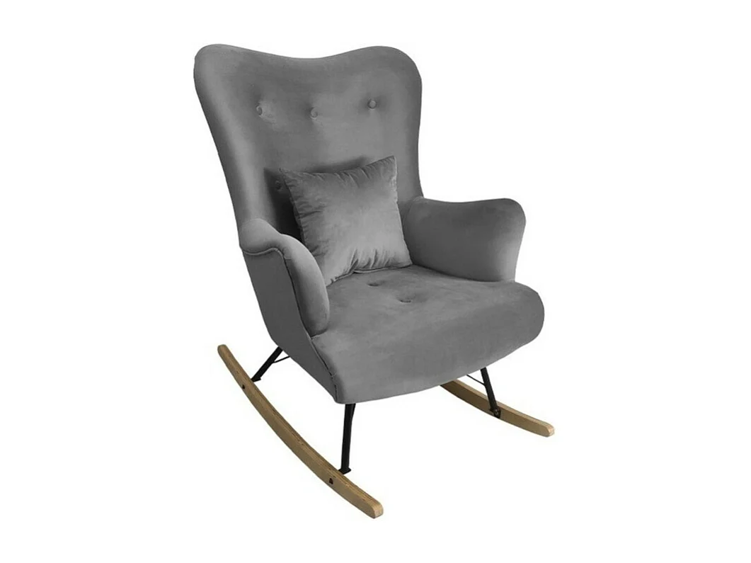 Chaise à bascule Clovis 101, 101x76x101cm, Tapisserie, Placage de bois naturel