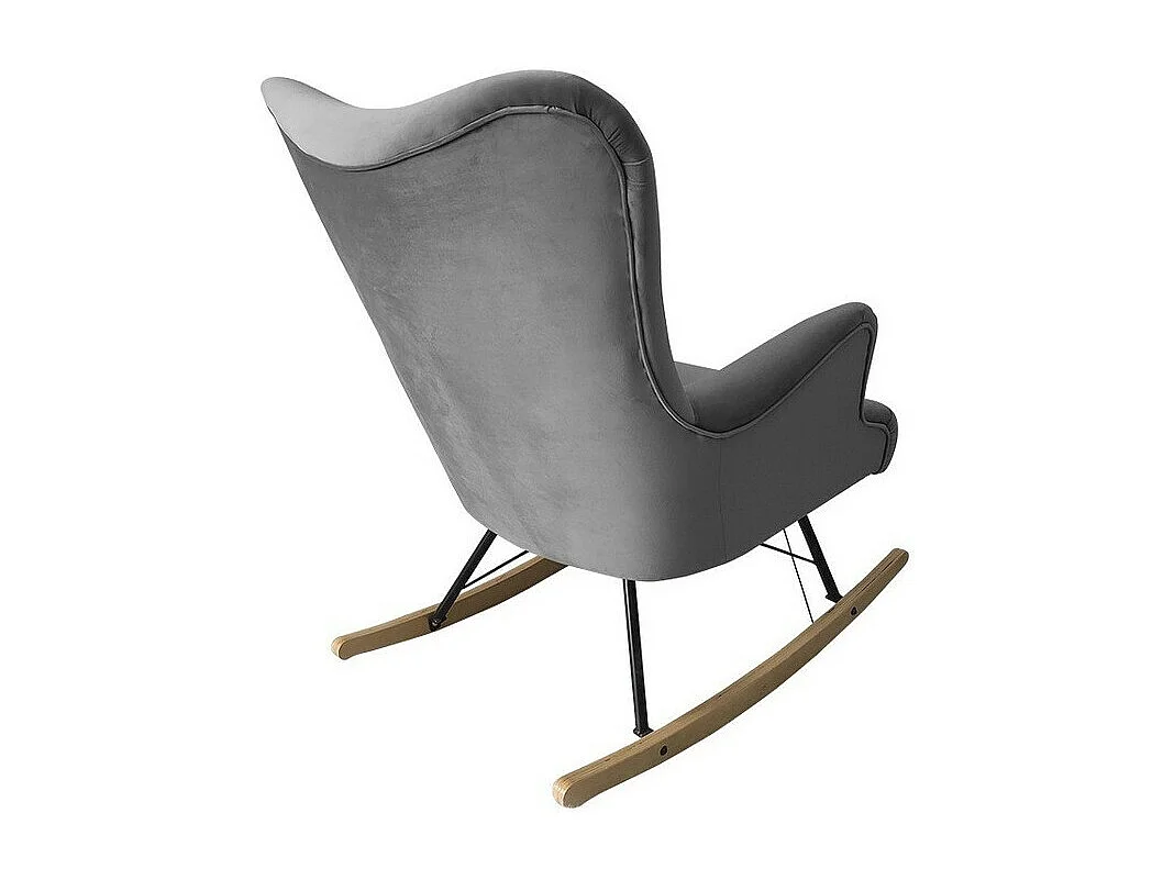 Chaise à bascule Clovis 101, 101x76x101cm, Tapisserie, Placage de bois naturel
